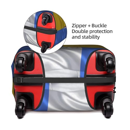 Colombia Colombian And Salvador Salvadorean Triangle Flag Travel Luggage Cover Washable Suitcase Case Suitcase Protector Fit Luggage Cover X-Large4