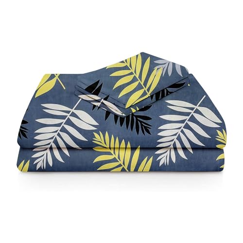 Image of HOMEKART 3D Printed 144 Tc Microfiber Double Bedsheet with 2 King Size Pillow Covers Breathable | Wrinklfree | Summer | Topsheet (Grey & Yellow Cricle Print, 90 x 90 Inches)