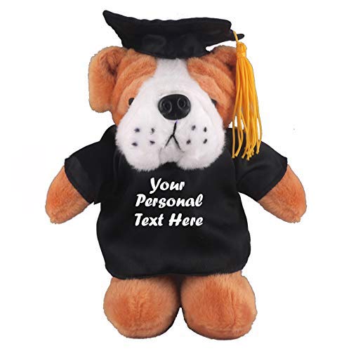 Plushland Plush Stuffed Animal Toys 8 Inches Present Gifts for Graduation Day, Personalized Text, Name or Your School Logo on Gown, Best for Any Grad