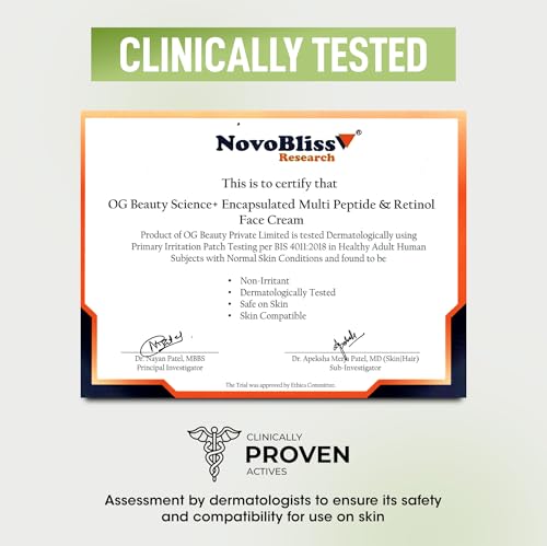 Image of OG BEAUTY Science Retinol Anti-Aging Face Cream | 5% Encapsulated Retinol & 3% Multi-Peptide Formula | Dermatologist Tested | For All Skin Types | 50g