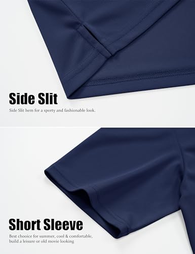 MAGCOMSEN Men's Henley Shirts Short Sleeve Casual Collarless Shirt Quick Dry Summer T-Shirts Golf Workout Tops 5