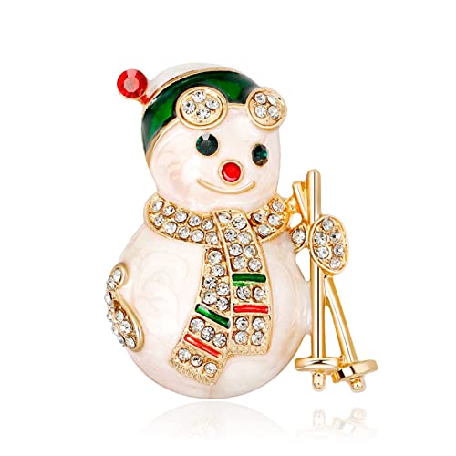 Broches Noël WXKAGF en émail et strass bonhomme de neige pour écharpe pull et robe de fête