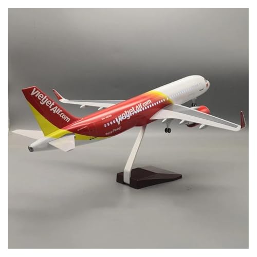 Modelo de avión A320 Vietjet a escala 1:80 de resina coleccionable con ruedas 3