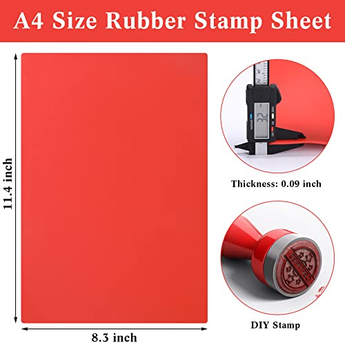 Rubber Stamp Sheet for Laser Engraving Machine, A4 Rubber Stamp Sheet for Laser Cutter Soft Rubber Sheet for Stamps (Orange, 1 Pack)