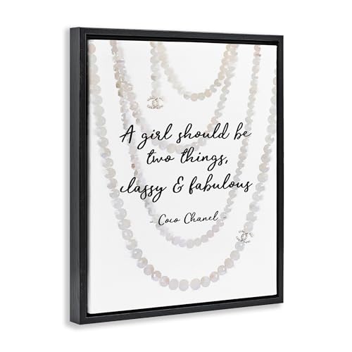 Image of 'Classy & Fabulous Fashion Quote'| Floating Frame Canvas Art | Stupell Industries | Black, 17 x 21 Inches, Easy to Hang and Sturdy, Made in USA, by Amanda Greenwood