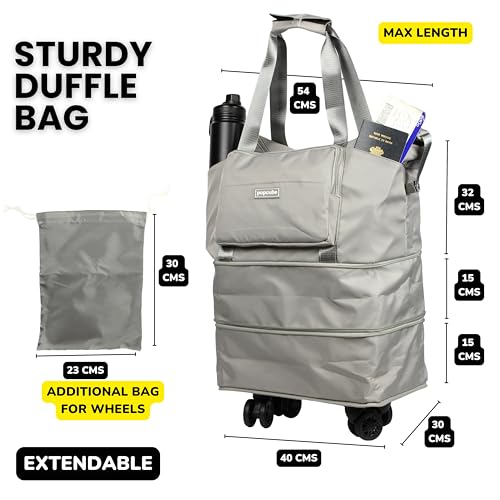 Image of POPCUBE 2in1 Nylon 26cm Lightweight Waterproof Backpack Duffle Bag w /Shoulder Straps, Small Rucksack Travel Bag for Men&Women w /Wet Pocket & Shoe Compartment(50x26x26cm) (Grey)