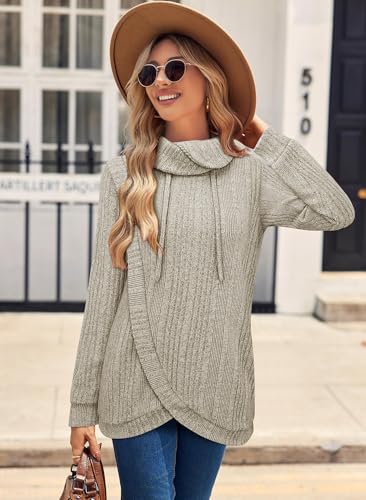 Image of Bulotus Tunic Sweaters for Women 2025 Turtleneck Sweater Pullover Lightweight Warm Tunic Tops for Leggings Loose Fit