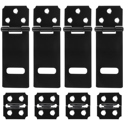 Lock Hasp Latch 4 Pack 3inch Black Padlock Hasp Safety Packlock Clasp Door Slide Latch Lock Gate Locks hasps for Home Yard Garden Wooden Fence Cabinet