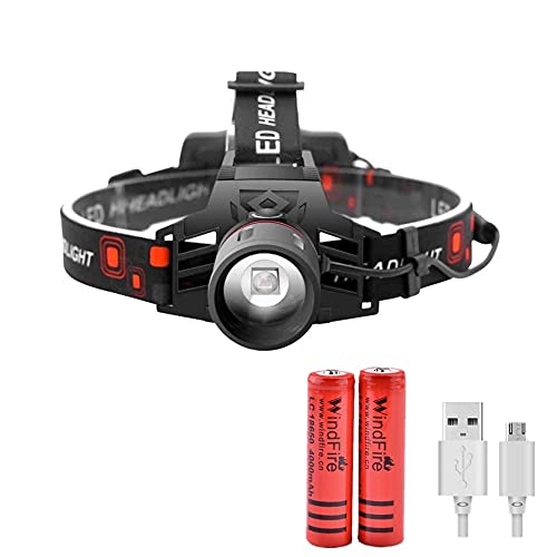 Linternas Led Alta Potencia 8000 Lm Linterna Frontal LED Recargable, Superbrillante 8000 LM, Luz Blanca y Roja Zoom 4 Modos de Iluminación Linterna Cabeza con 2...