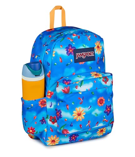 Image of JanSport SuperBreak Plus Backpack with Padded 15-inch Laptop Sleeve and Integrated Bottle Pocket - Spacious and Durable Daypack for Work and Travel, Daydream Floral Blue /Purple /Multi