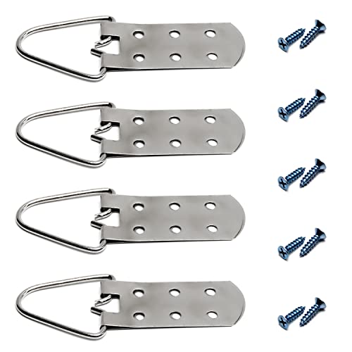 Image of D Ring Picture Hangers 105mm x 30mm Hardware Assortment Kit, for Home Decoration Hanging Clock Paintings Artwork Creative Picture Frame Photo Hanging Solutions Silver Tone 4pcs