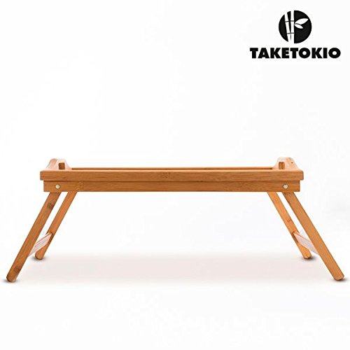 Lot DE 2 - Plateau sur Pied Petit Déjeuner au Lit Bambou