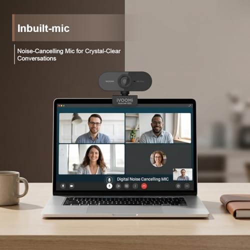 Image of iVOOMi Full HD 1080P 30 FPS Webcam for PC, Auto-Light Balance, 5P FHD Lense, 2.0MP CMOS Sensor, Meetings and Streaming, Auto-Exposure, Built-in Mic for Microsoft Teams, Google Meet, Zoom and More