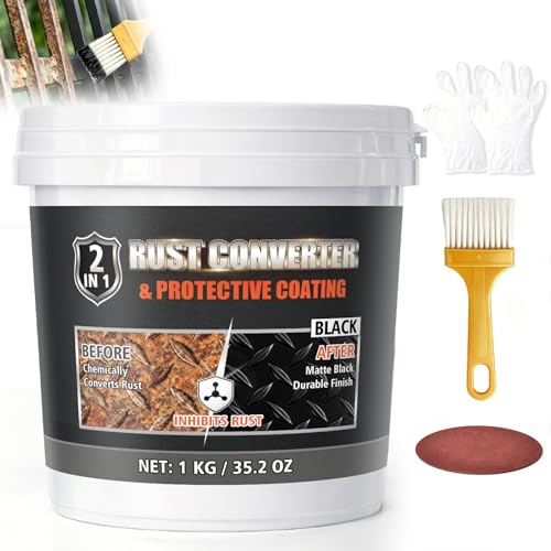 2-in-1 Rust Converter Paint & Metal Primer, 35 oz Black Rust Reformer & Encapsulator for Metal, Frame, Chassis, Trailer & Truck, Heat-Stable Protective Coating, No Topcoat Needed