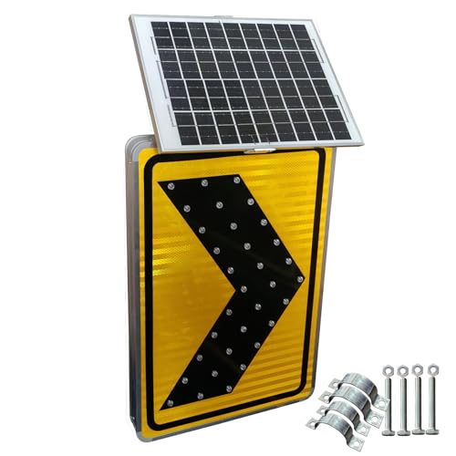 LED Solar Flashing Arrow Traffic Sign - Durable Aluminum Road Signal with High-Intensity Reflective Material for Enhanced Visibility and Safety on Roads