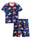 Hjshfue Boys Car Print Short Sleeve Outfit Set 2-Piece T-Shirt and Shorts Casual Summer Clothes for Kids