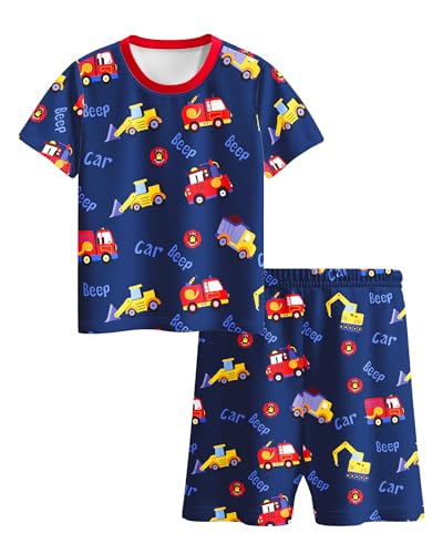 Hjshfue Boys Car Print Short Sleeve Outfit Set 2-Piece T-Shirt and Shorts Casual Summer Clothes for Kids