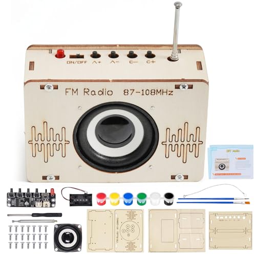 Kit de Radio, Kits de Bricolaje de Radio de Madera, Radio FM Ensamblaje Electrónico, Experimento Científico para Niños, Madera Radio de Pintable, Juguetes Stem para Edades de 8 a 12 años