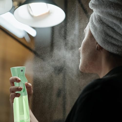 Image of Continuous Mist Spray Bottle, 6.8OZ /200ML Hair Mister, Fine Mist Water Spray for Salons, Barber, Plants, Skin Care, Cleaning (Clear Green, 1 Pack)