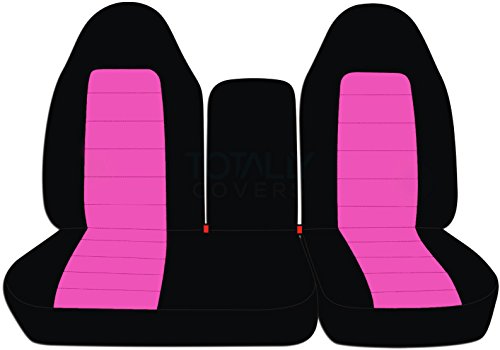 Totally Covers Compatible with 2001-2003 Ford F-150 Two-Tone Truck Seat Covers (Front 40/60 Split Bench) w Console & Adjustable Headrests: Black & Hot Pink F150