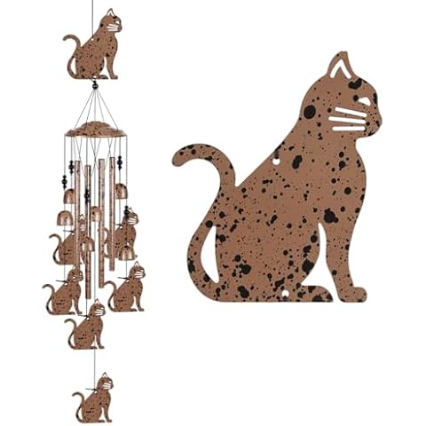 Brown Cats Wind Chimes for Garden,Home,Balcony,Yard,Outdoor Decor, Sympathy Wind Chimes, Cat Chimes, Cat Ornament, Wind Catcher, Blessing Wind Bell, for Mom,Grandma,Family,Women,Friend Cover