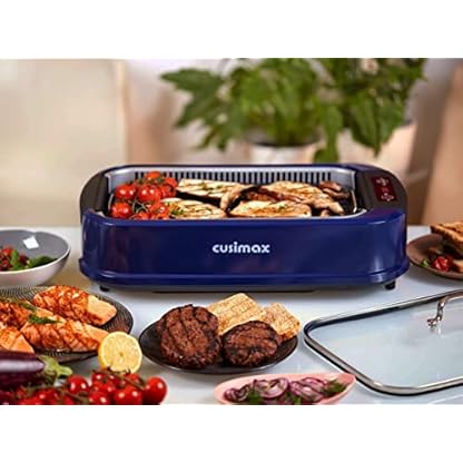 CUSIMAX Steak Grill | 1500W Tischgrill Elektrisch | BBQ-Grill für drinnen und draußen | Elektrogrill mit deckel, Touchscreen-Temperaturregelung, Ölauffangwanne und Abnehmbare Grillplatte – Bild 4