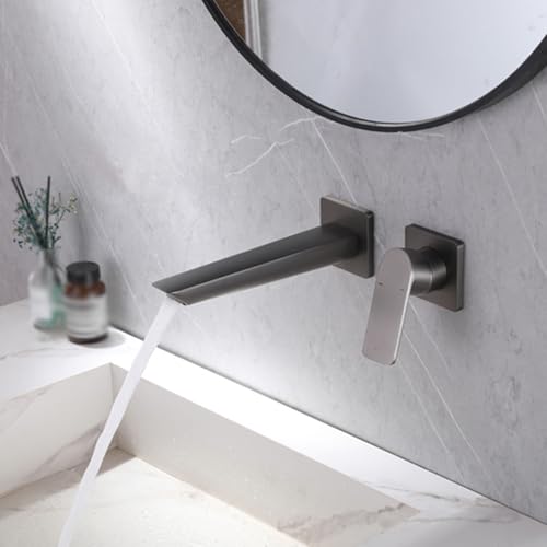 Robinet de lavabo de salle de bain encastré à montage mural en laiton blanc 2 trous