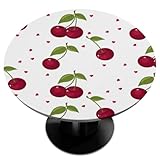 AUUXVA Vinyl Table Cover Elastic Edged Cute Fruit Cherry Red Dot Tablecloths Heavy Duty Fitted for 4