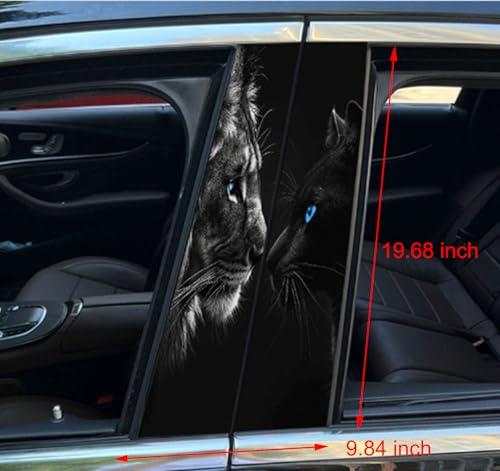 Image of 2pcs /1set Car B Pillar Sticker Decal Upgraded Vinyl Car Decals Body Side Stickers,Wolf Lions Rose Tigers Graphics Scratch Cover Large Sticker for Car Auto Van SUVs Trucks 19.6'' (Lions)