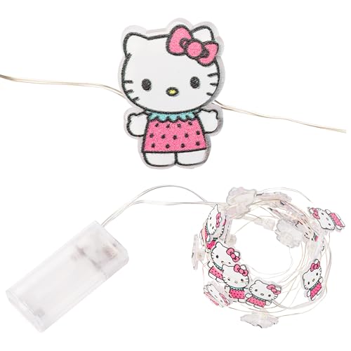 Silver Buffalo Sanrio Hello Kitty Strawberry Dress 20ct Decorative String Lights, 7 Feet Long, Battery Powered (2 AA Batteries Included), Cool White LED, Indoor Use Only