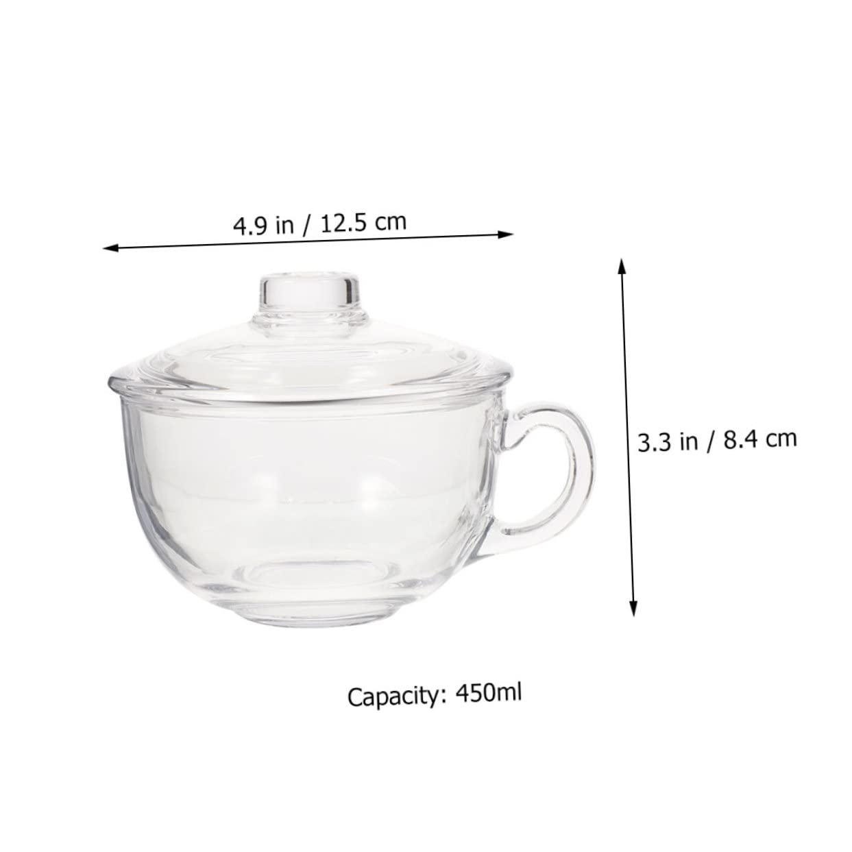 Müslischale Praktische und Langlebige mit Deckel und Henkel 450ml aus Glas Frühstücksschale für Zuhause und Restaurantküche