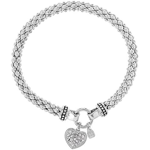 NINE WEST Women's Silvertone Crystal Pave Heart Bracelet Cover