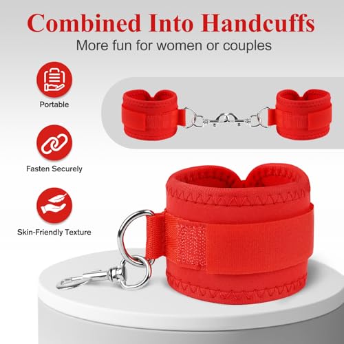 Image of Sex Bondage Wrist & Thigh Cuffs BDSM Restraints Set, Sex Toys for Women with Adjustable Leg Straps Handcuffs for Couple SM Game Play