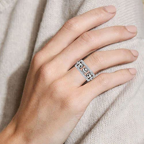 Image of Jeulia 1.76 ct Skull Wedding Band 925 Sterling Silver Diamond Eternity Rings Rose Flower Engagement Rings Anniversary Promise Romantic Jewelry Gift