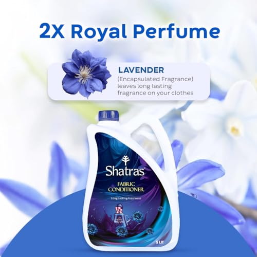 Image of SHATRAS Combo Pack Of Pink Lily & Lavender Royal Perfume Fabric Conditioner 2 X 5Liter | After Wash Liquid Fabric Softener With Long-Lasting Royal Perfume Fragrance For Your Fabrics (Pack Of 2)