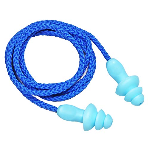 Image of 25 Pairs Corded Ear Plugs Soft Silicone Reusable Earplugs Noise Cancelling for Hearing Protection, Sleeping (Blue)