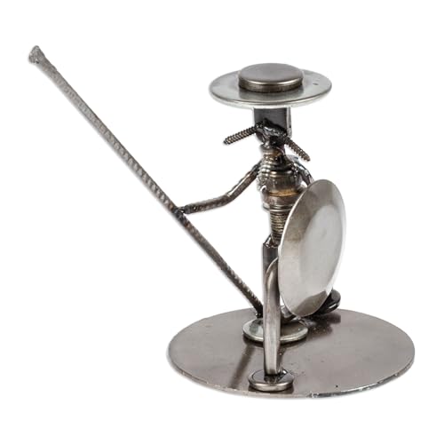 NOVICA Recycled Auto Part Statuette Metal Iron Sculpture, 7" Tall, 'Quixote in Love'