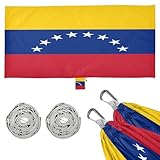 Hamacas de bandera de Venezuela para acampar con bolsa de transporte portátil, base de descanso