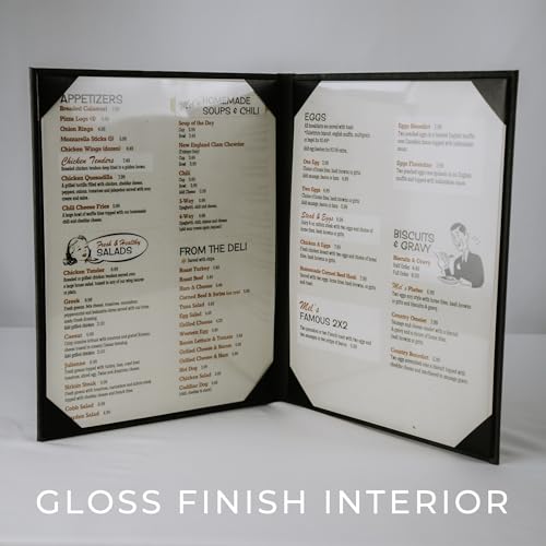 risch gloss finish vinyl menu overlays  paper sheet protectors for carded and strip interior menu covers wipeable reusable 10-gauge vinyl 85 x 11 pack of 50