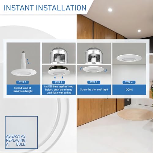 Image of Jolux 4-Pack 5 /6 inch LED Can Lights Retrofit Recessed Lighting,12W=60W,5000K Daylight,800 Lumens,Dimmable Adjustable Retrofit Downlight,ETL,Damp Rated,Simple Installation Can Lights,Bevel Trim