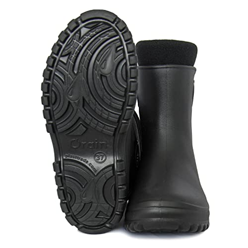 FortMen Federleichte EVA Gefütterte Gummistiefel Damen Thermo 36-41 halbhohe warme Winter Herbst Frühling Stiefel mit Futter Regenschuhe (Schwarz, 39)