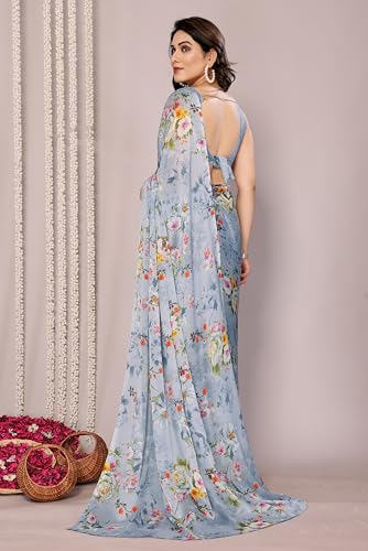 Image of MIRCHI FASHION Saree for Woman Chiffon Floral Printed | Lightweight All-Day Comfortable Women's Sari with Unstitched Blouse Piece (Available in 30 Colors)