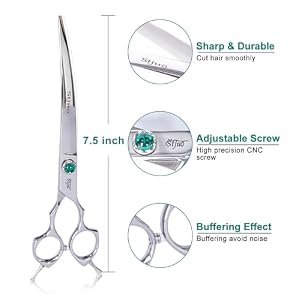 Dog Grooming Curved Scissors 7 inch Professional Pet Shears Made Of Japanese Advanced Stainless Steel Professional Grooming Scissors for Dogs Cats and Other Pets Dog Grooming Curved Scissors 7 inch Professional Pet Shears Made Of Japanese Advanced Stainless Steel Professional Grooming Scissors for Dogs Cats and Other Pets