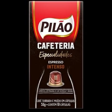 Pilao Cafeteria Especialidades Espresso Intenso, Cápsulas de Café Torrado e Moído, Compatível com Nespresso, 10 Cápsulas, 52g, Intensidade 11
