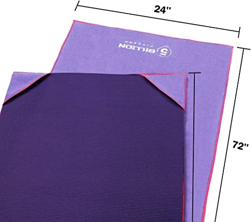 5BILLION FITNESS Microfiber Yoga Towel for Yoga Mat 24x72 inch,61 x 183cm Hot Yoga Towel, Non Slip Yoga Mat Cover Towel, Super Absorbent, Machine Washable, Fast Drying - Free Carry Bag (Purple) - Image 6