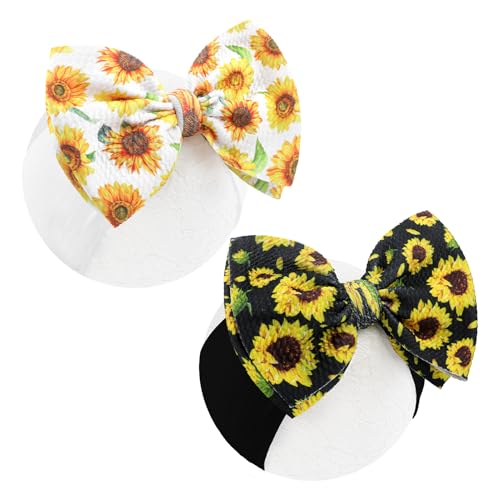 Image of ONENINEDREAM 2 Pcs 6’’ Yellow Bows for Baby Girls Sunflower Girl Headbands Summer Outfits Hair Accessories for Newborn Infant Toddler Clothes