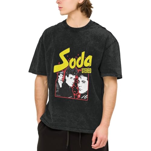 Men's Washed Print Cotton T-Shirts Fashionable Casual Breathable Round Neck Tops