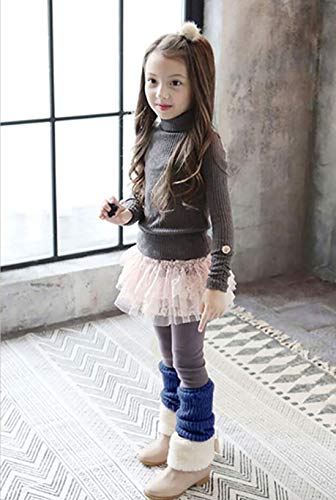 Luckystaryuan 3Pairs Kids Girl\'s Leg Warmer Arm Leg Warmer (Khaki Navy Blue Wine Red) - Thumbnail 3
