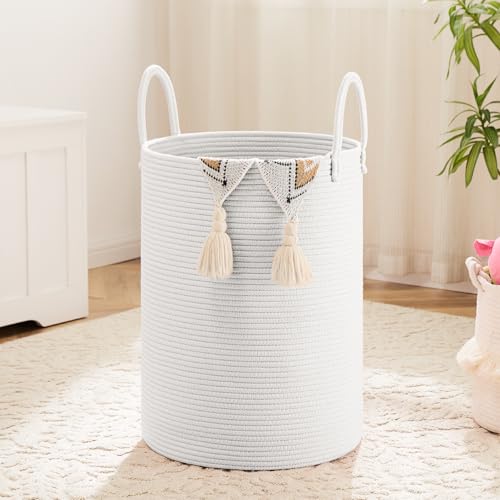Image of Artfeel Laundry Basket,Woven Cotton Rope Laundry Hamper,40L for Decorative Storage of Dirty Clothes,Toys and Blankets in Bathroom,Baby Room and Living Room