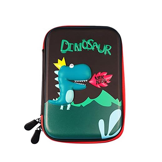 Remeeehi - Estuche rĂgido de goma EVA para lápices, tamaño grande, con compartimentos, bolsa para cosmĂ©ticos, organizador de papelerĂa, color Dinosaur Large